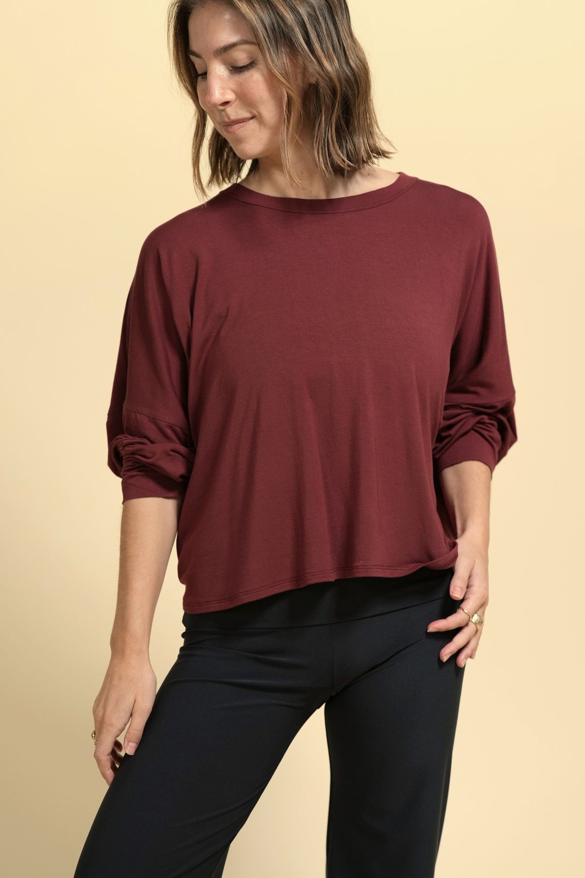 PURA VIDA LONG SLEEVE TOP - MAROON