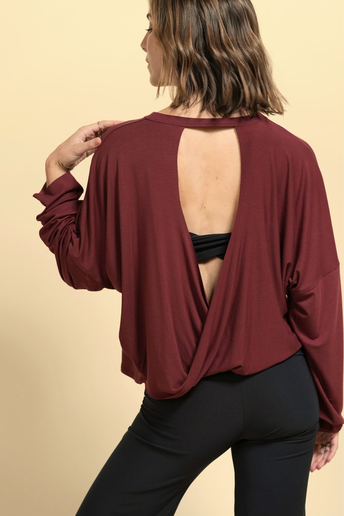 PURA VIDA LONG SLEEVE TOP - MAROON