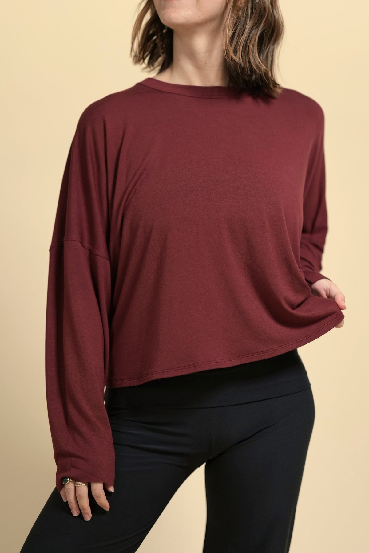 PURA VIDA LONG SLEEVE TOP - MAROON